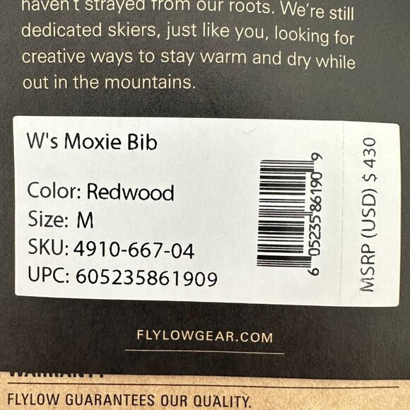 Flylow Women's Moxie Bib Pant Skiing Snowboarding Outdoors Size M Redwood NWT - Picture 8 of 10